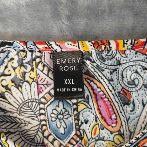 Emery Rose Multicolor Paisley Print Long Sleeve Boho XXL Lightweight artsy Top - Picture 3 of 8
